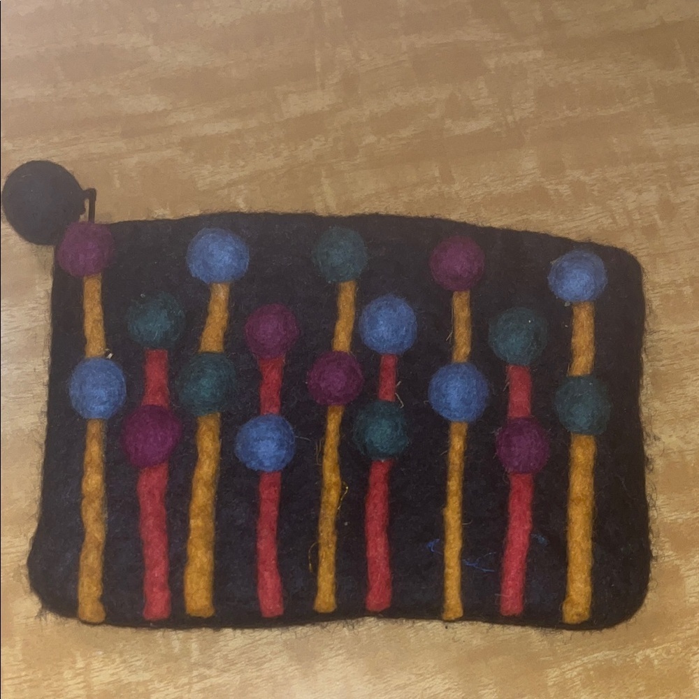 Rising Tide Deep Navy Blue Wool Mini Bag with Colorful Accents